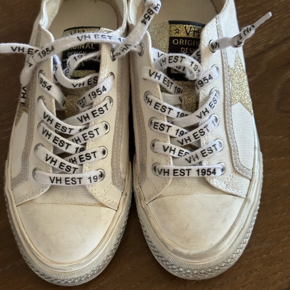 Vintage Havana Kids White and Gold Sneakers